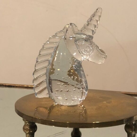 Glass Unicorn Figure Statue Magical Mythical Paperweight Decor - Picture 2 of 7